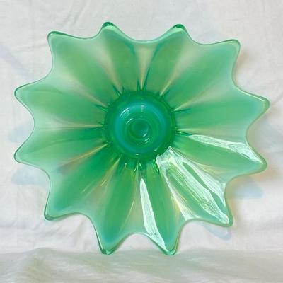 Vintage Fostoria Heirloom Green Opalescence Candleholder