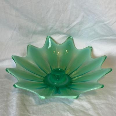 Vintage Fostoria Heirloom Green Opalescence Candleholder
