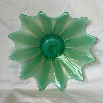 Vintage Fostoria Heirloom Green Opalescence Candleholder