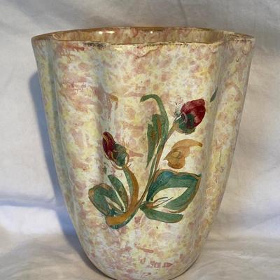 Vintage Hand-Painted Floral Italian Vase