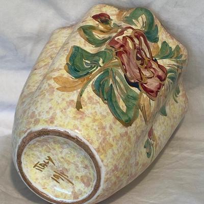 Vintage Hand-Painted Floral Italian Vase