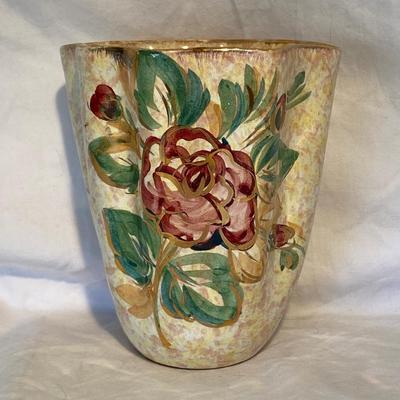 Vintage Hand-Painted Floral Italian Vase