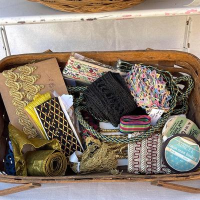 LOT 88 Lot Antique Trims Cord Ribbon Spools Trim Cut Pieces & Remnants