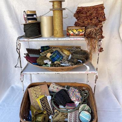 LOT 88 Lot Antique Trims Cord Ribbon Spools Trim Cut Pieces & Remnants