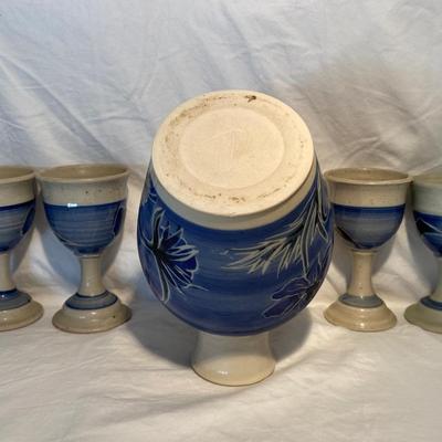 Vintage Signed Blue and White Pottery