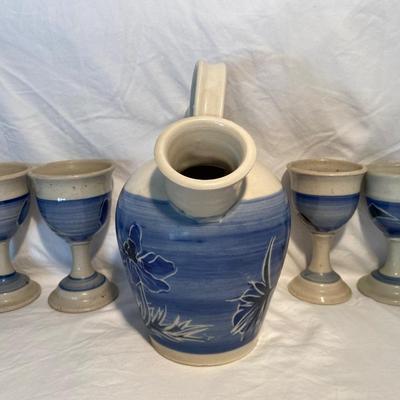 Vintage Signed Blue and White Pottery
