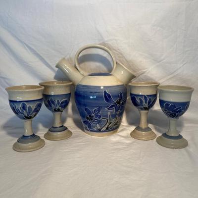 Vintage Signed Blue and White Pottery