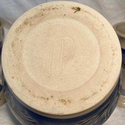 Vintage Signed Blue and White Pottery