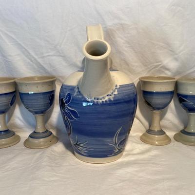 Vintage Signed Blue and White Pottery