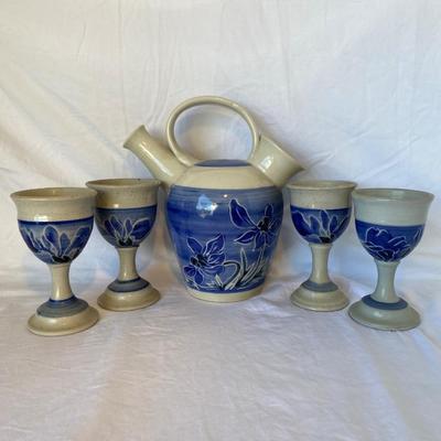 Vintage Signed Blue and White Pottery