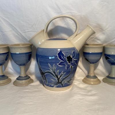 Vintage Signed Blue and White Pottery