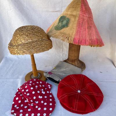 LOT 96 Group Sporty Hats Straw & Fabric 5pcs