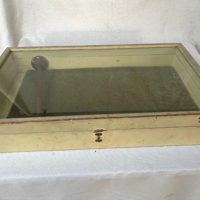 LOT 105 Portable Showcases 3 Glass Tops Wood Frame