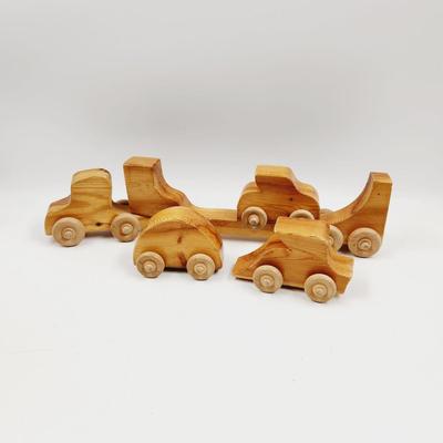 5 PC VINTAGE WOODEN VEHICLES