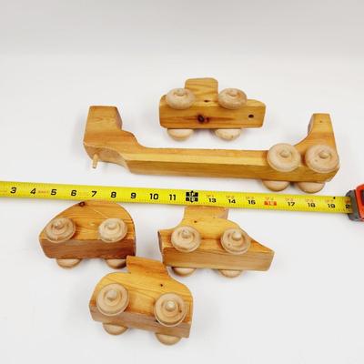 5 PC VINTAGE WOODEN VEHICLES
