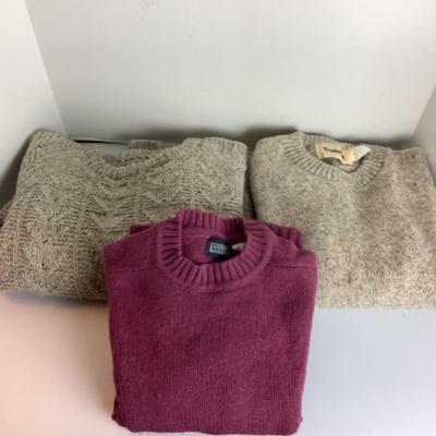 Lot 919 Three Women's Lands End Wool Sweaters