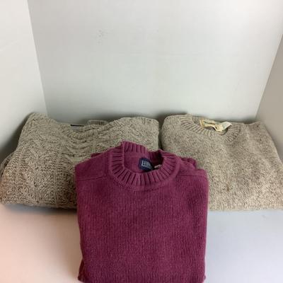 Lot 919 Three Women's Lands End Wool Sweaters