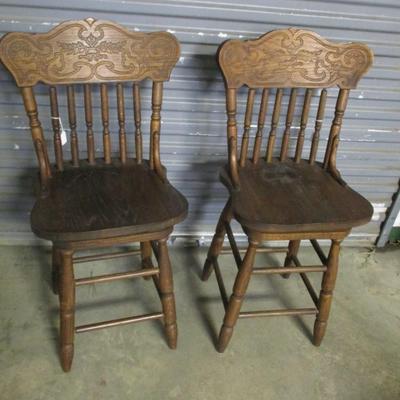 Pair Of Wood Counter Chairs