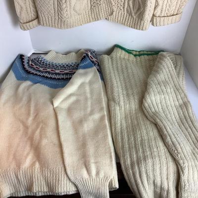 Lot 920 Lot of Three Womenâ€™s Hand Knit Wool Sweaters