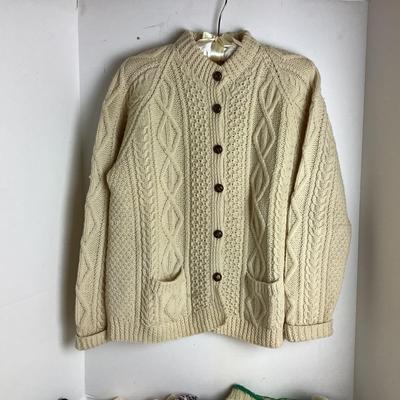 Lot 920 Lot of Three Womenâ€™s Hand Knit Wool Sweaters