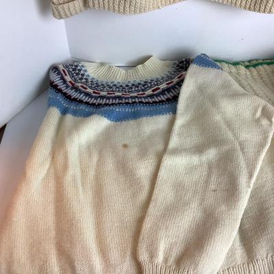 Lot 920 Lot of Three Womenâ€™s Hand Knit Wool Sweaters