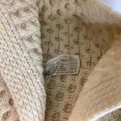 Lot 921 Lot of Three Womenâ€™s Hand Knit Wool Sweaters & Sweater Bags