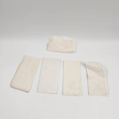 WHITE "LACY" VINTAGE KNICKERCHIEF BUNDLE 5 PCS