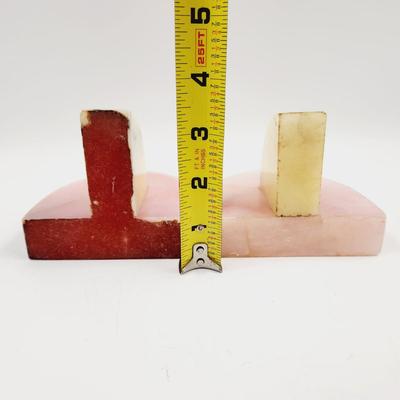 VINTAGE PINK MARBLE BOOK ENDS