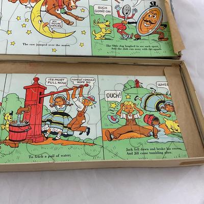 -178- VINTAGE | 1930â€™s Parker Brothers Mother Goose Comic Puzzle Set