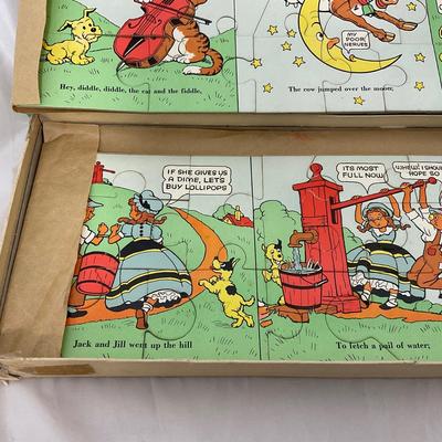 -178- VINTAGE | 1930â€™s Parker Brothers Mother Goose Comic Puzzle Set