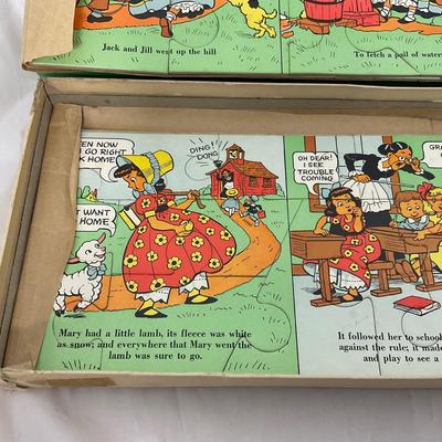 -178- VINTAGE | 1930â€™s Parker Brothers Mother Goose Comic Puzzle Set