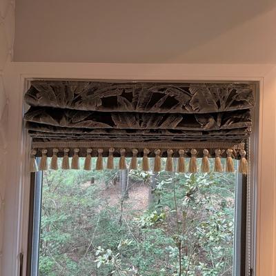 Two Velvet Lined Roman Shades and Hardware (MB-MK)