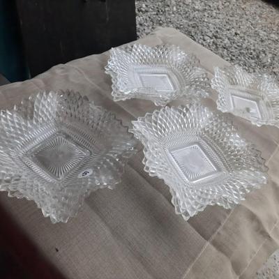 INDIANA GLASS SCULPTED RUFFLED DISHES
