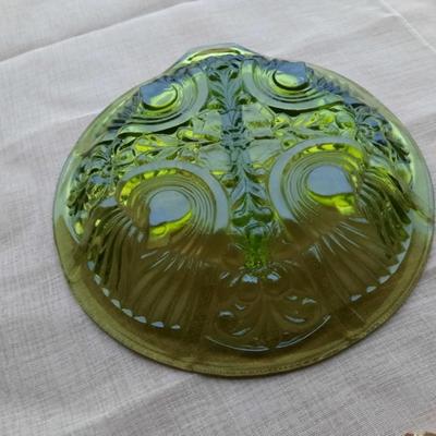 KILLARNEY MARIGOLD INDIANA GLASS GREEN RELISH DISH