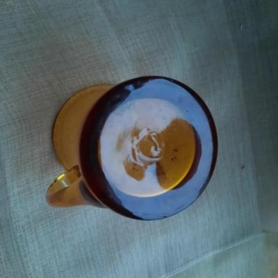SMALL AMBER GLASS CREAMER