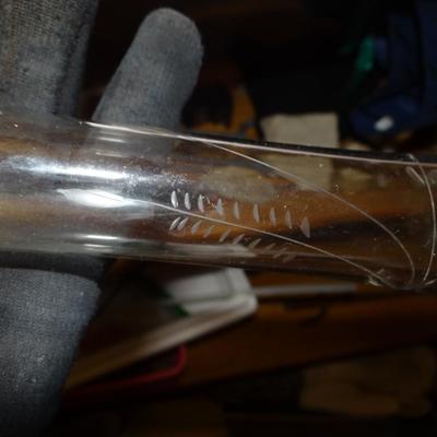 VINTAGE HAND BLOWN ETCHED GLASS VASE
