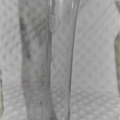 VINTAGE HAND BLOWN ETCHED GLASS VASE