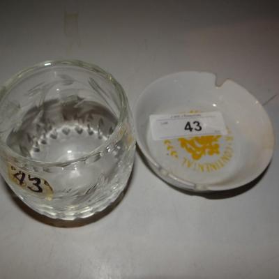 CUT GLASS VOTIVE CANDLE AND ASHTRAY