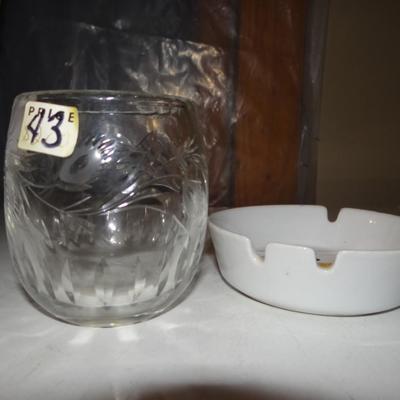 CUT GLASS VOTIVE CANDLE AND ASHTRAY