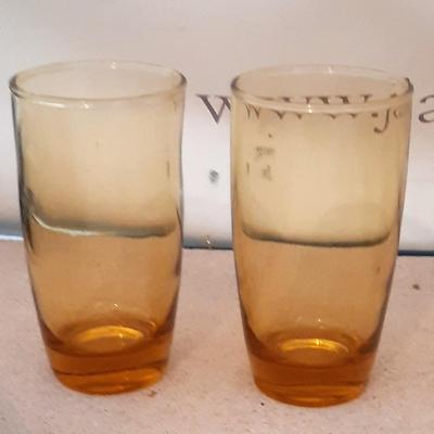 BLOWN GLASS AMBER WATER GLASSES