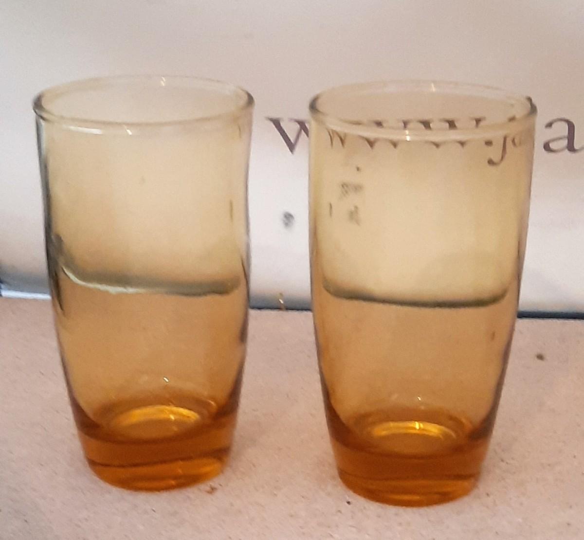 BLOWN GLASS AMBER WATER GLASSES
