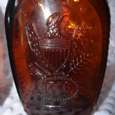 VINTAGE SYRUP BOTTLES AMBER GLASS