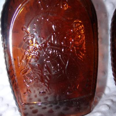 VINTAGE SYRUP BOTTLES AMBER GLASS