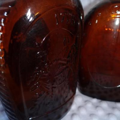 VINTAGE SYRUP BOTTLES AMBER
