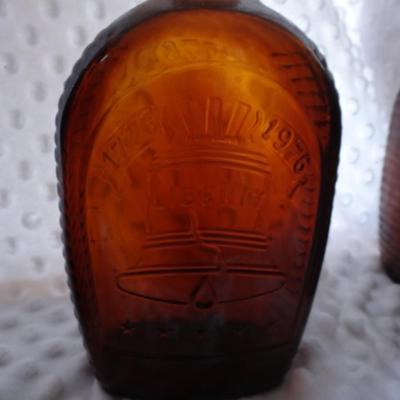 VINTAGE SYRUP BOTTLES AMBER