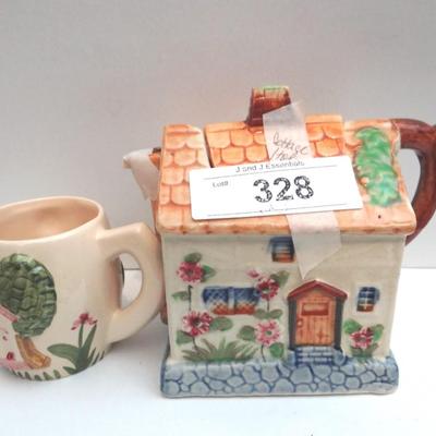 COTTAGE TEAPOT AND CUP