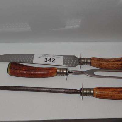 ANTLER STAG HANDLE CARVING SET