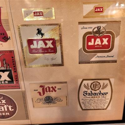 Lot #117 Selection of Framed Unused Vintage Beer labels - Jax, Fabacher, others