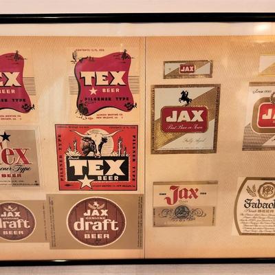 Lot #117 Selection of Framed Unused Vintage Beer labels - Jax, Fabacher, others