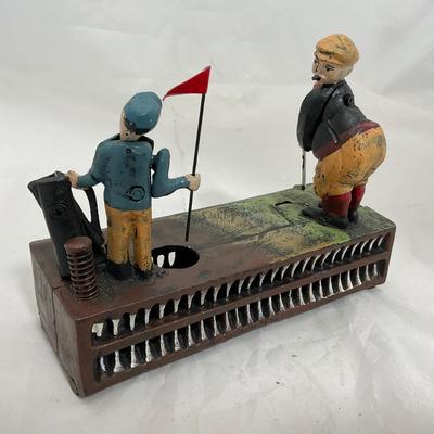 -206- COLLECTIBLE | Cast Iron Golfer Bank